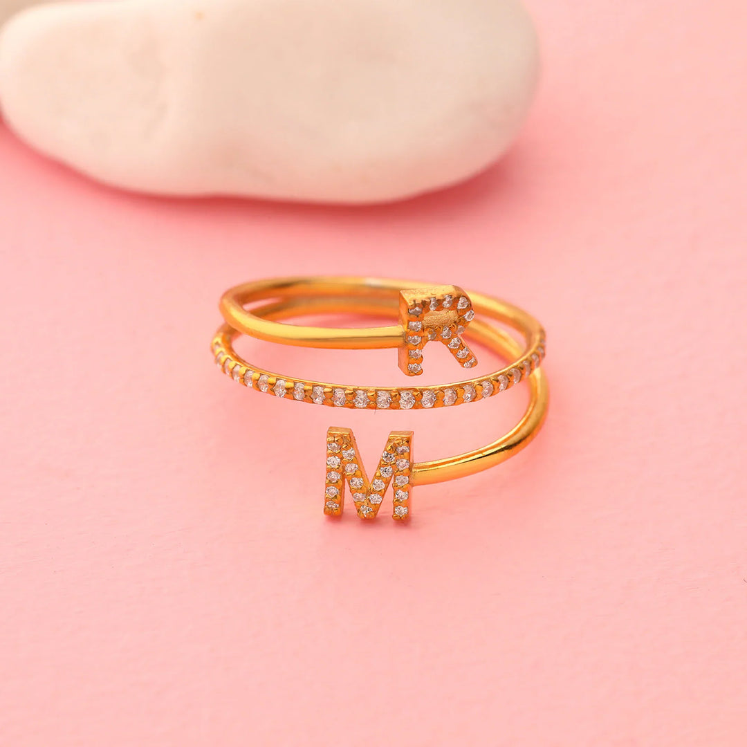 Round Cut Diamond Double Letter Band for Christmas Gift for Wife - Doozy Diamonds