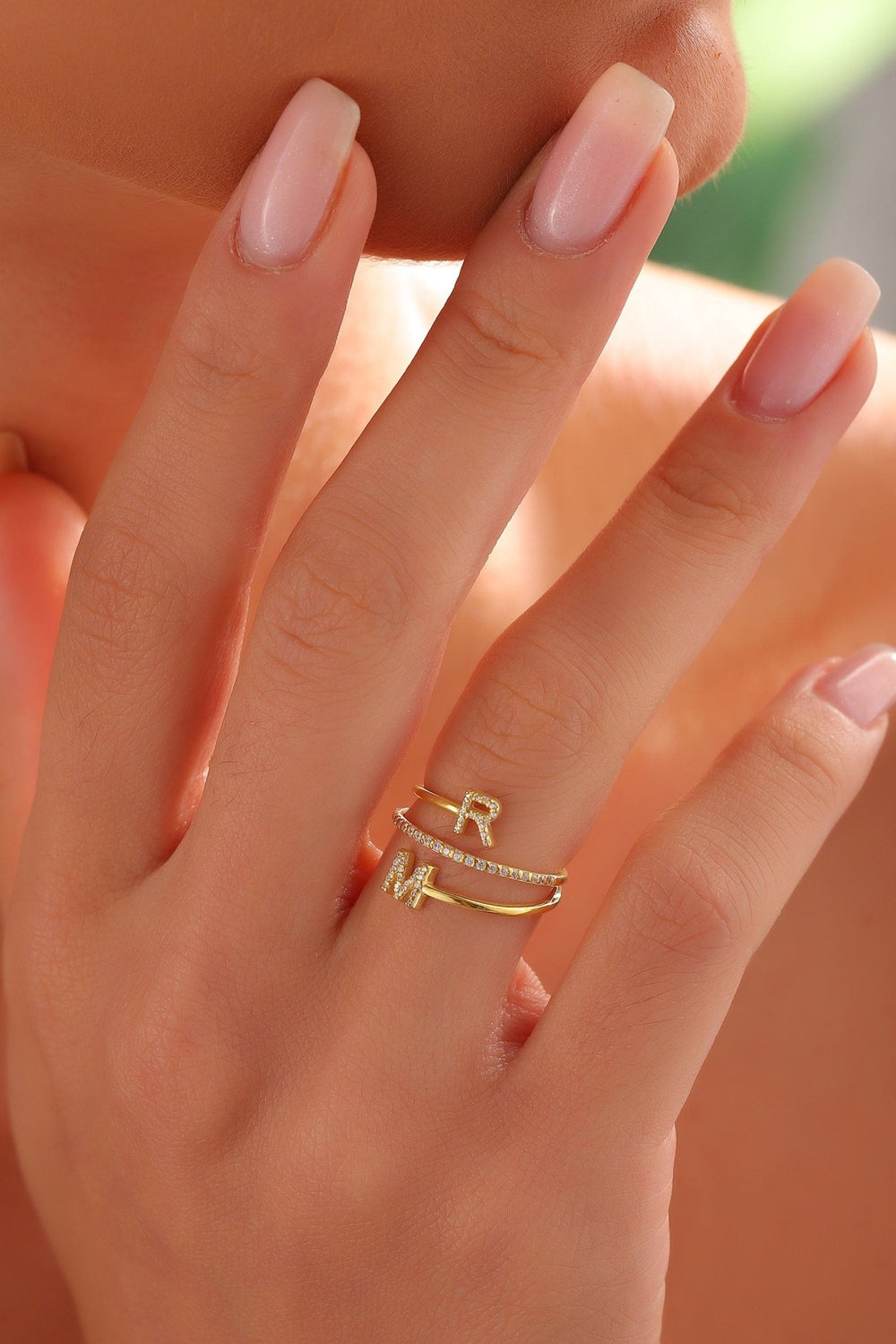 Round Cut Diamond Double Letter Band for Christmas Gift for Wife - Doozy Diamonds