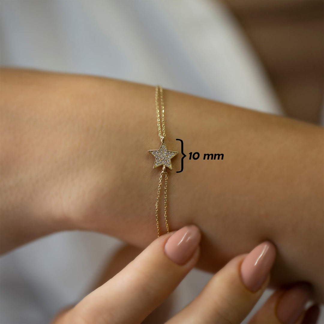14K Gold Round Cut Diamond Star Bracelet for Women - Doozy Diamonds