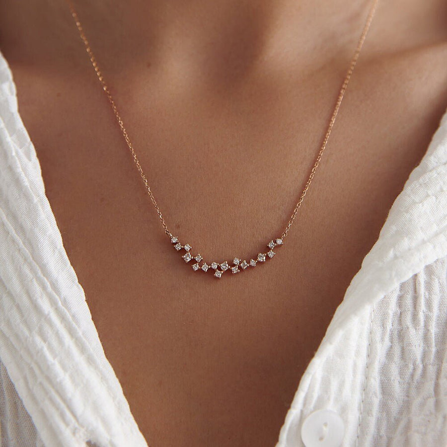 Round Cut lab grown diamonds Cluster Necklace for Women - Doozy Diamonds