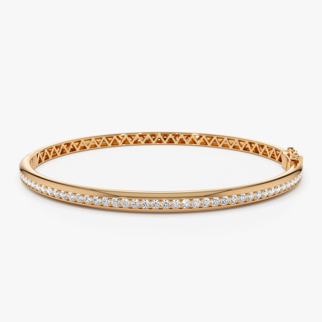 Round Cut Diamond Channel Set Bangle Bracelet for Halloween Gift - Doozy Diamonds
