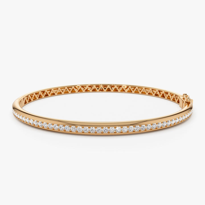 Round Cut Diamond Channel Set Bangle Bracelet for Halloween Gift - Doozy Diamonds