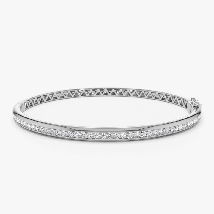 Round Cut Diamond Channel Set Bangle Bracelet for Halloween Gift - Doozy Diamonds