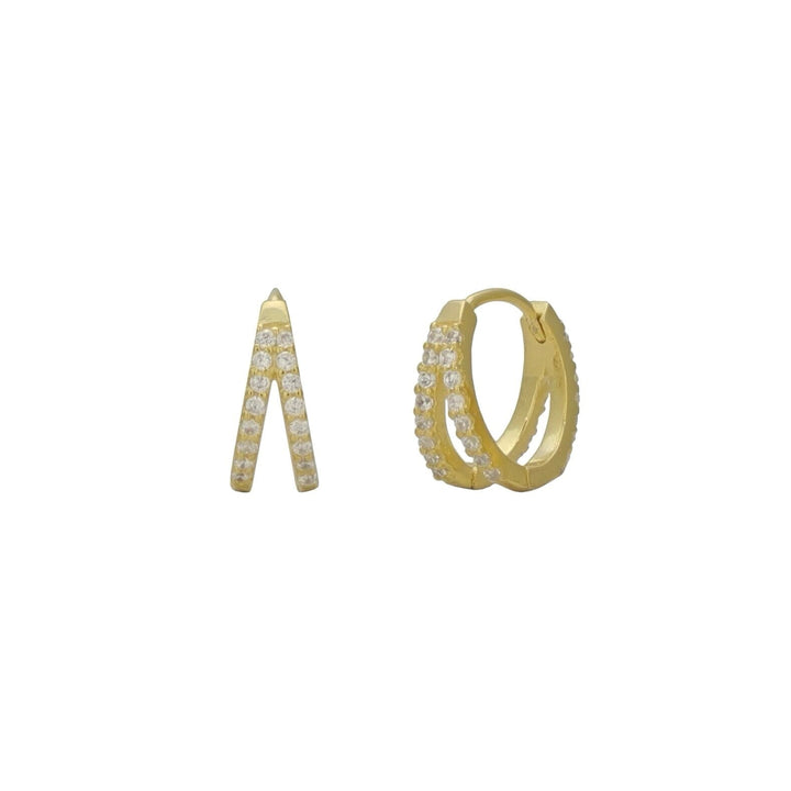 Round Cut Diamond Double Small Hoop Earrings for Women - Doozy Diamonds
