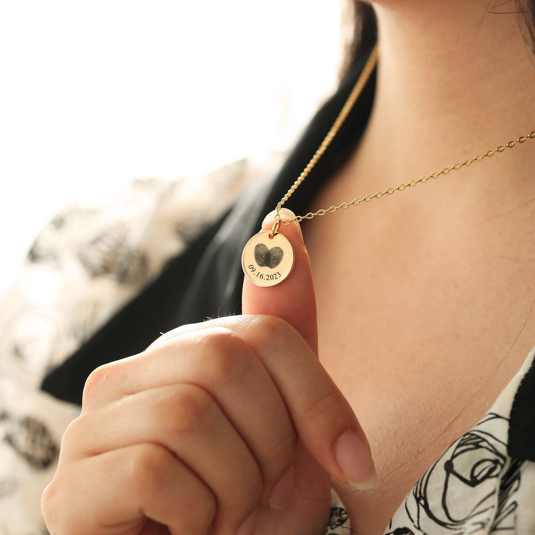 Couple's Fingerprint Gold Necklace for Her - Doozy Diamonds