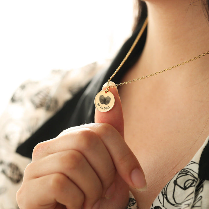 Couple's Fingerprint Gold Necklace for Her - Doozy Diamonds