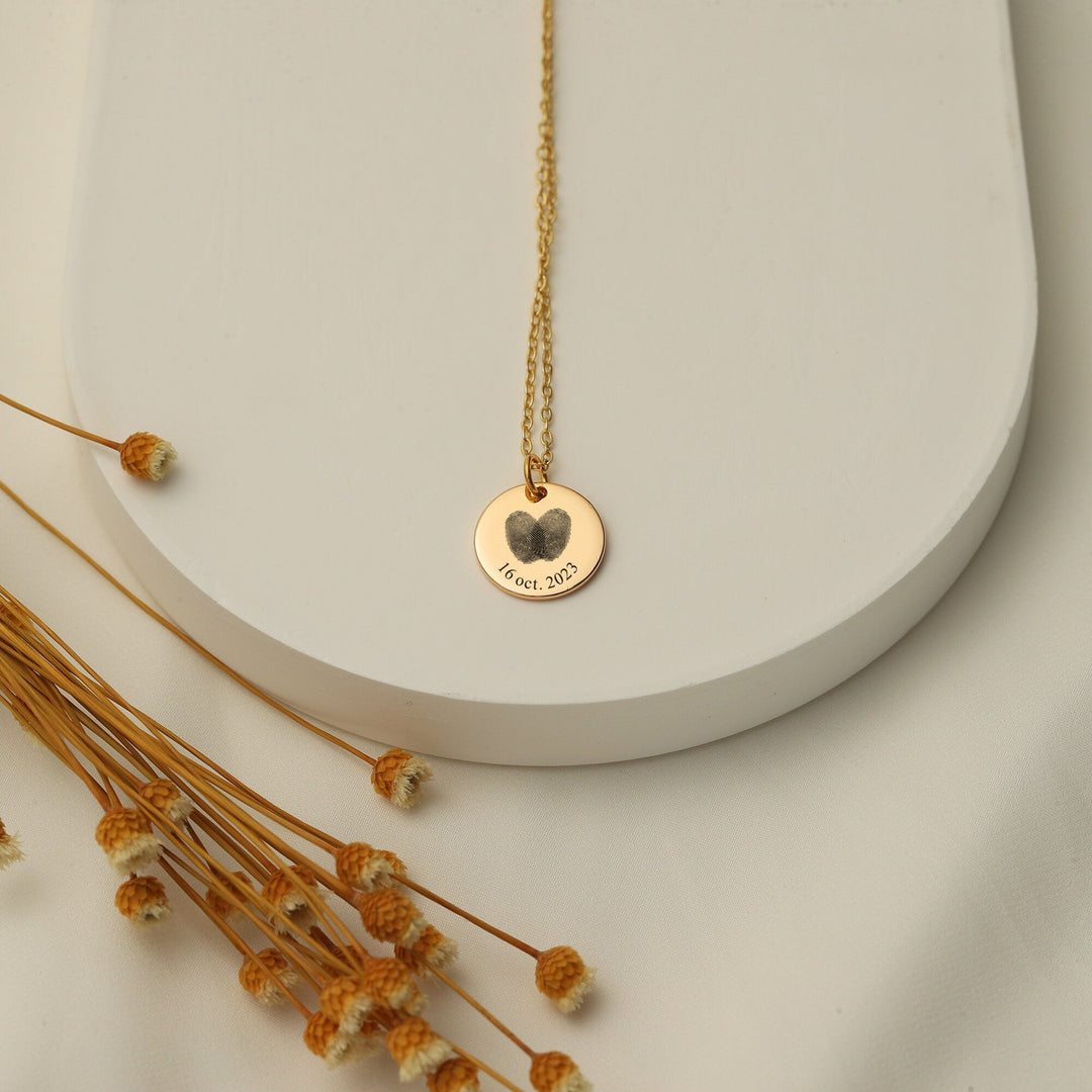 Couple's Fingerprint Gold Necklace for Her - Doozy Diamonds