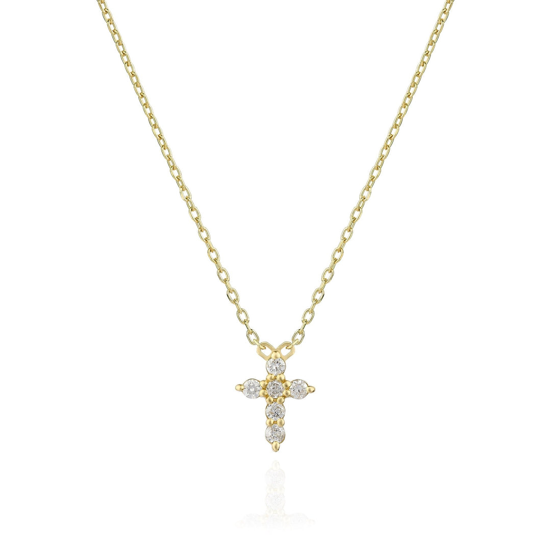 Round Cut Cross Diamond lab grown diamond Necklace In 18K Gold - Doozy Diamonds