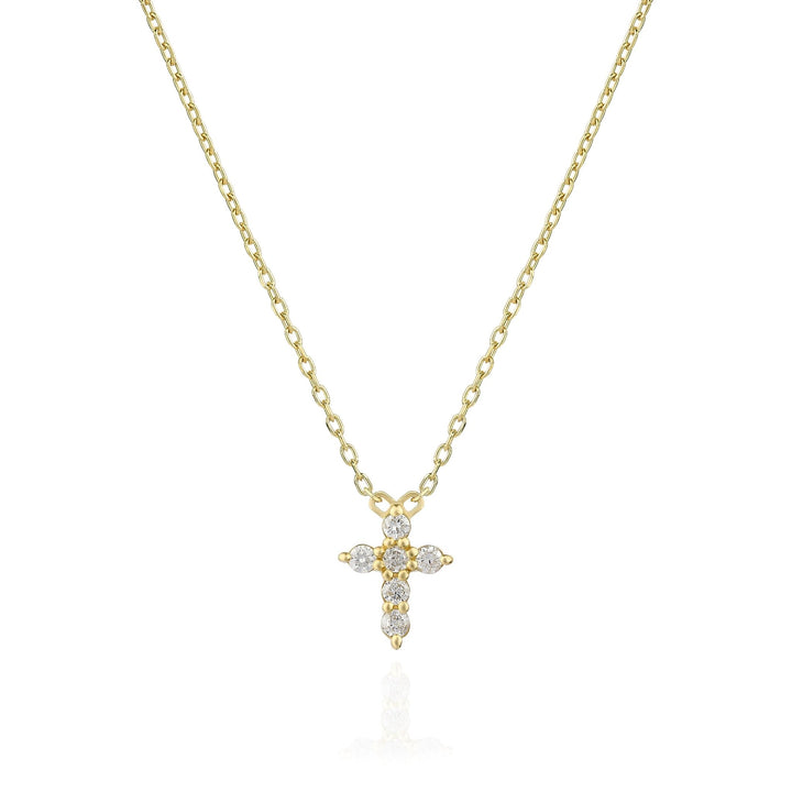 Round Cut Cross Diamond lab grown diamond Necklace In 18K Gold - Doozy Diamonds