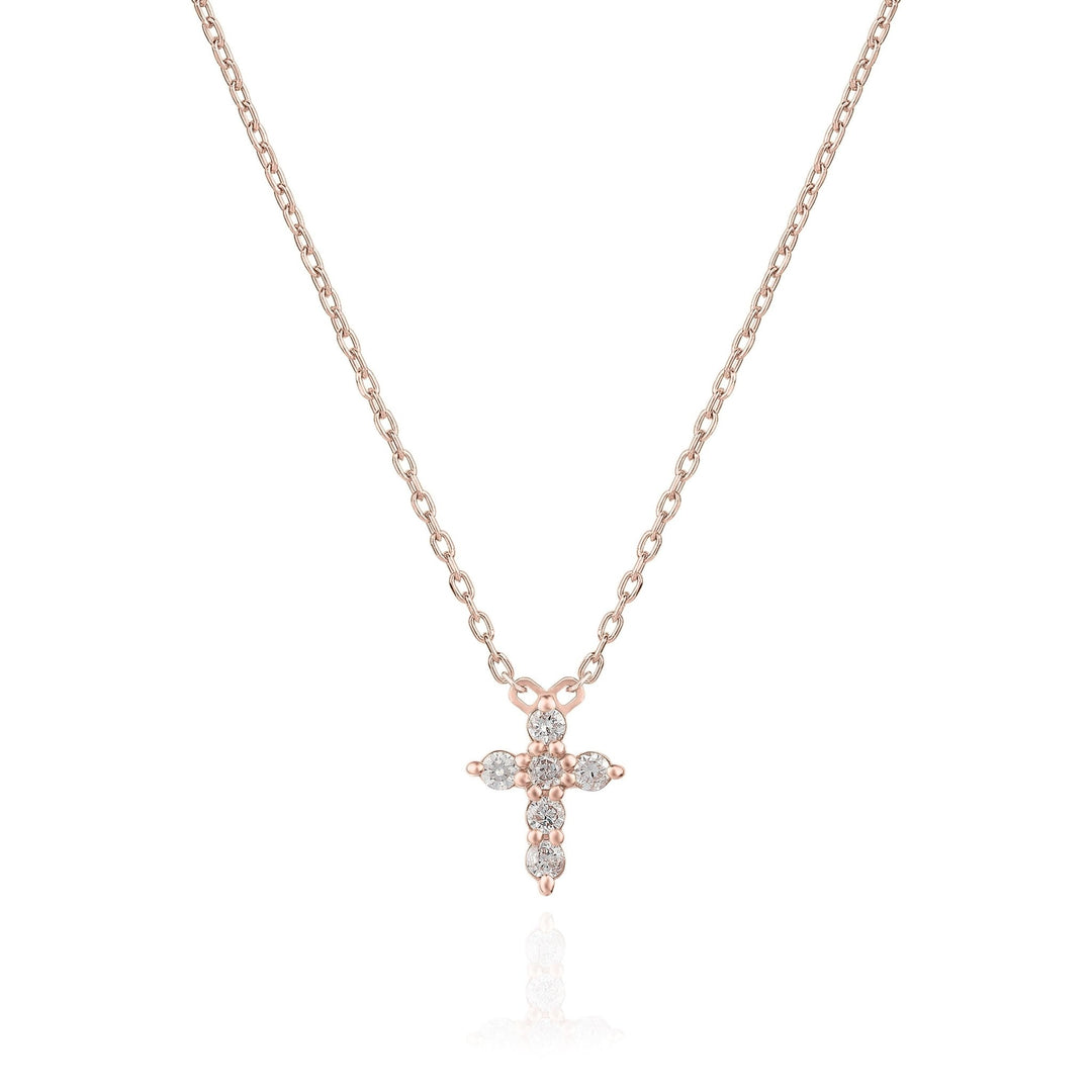 Round Cut Cross Diamond lab grown diamond Necklace In 18K Gold - Doozy Diamonds