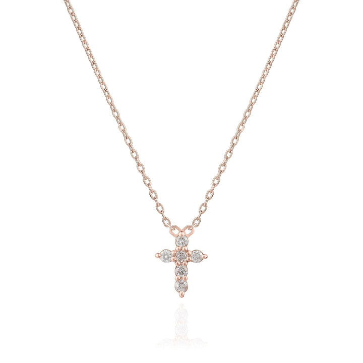 Round Cut Cross Diamond lab grown diamond Necklace In 18K Gold - Doozy Diamonds