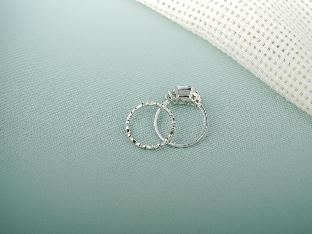 Round lab grown diamond band worn on hand