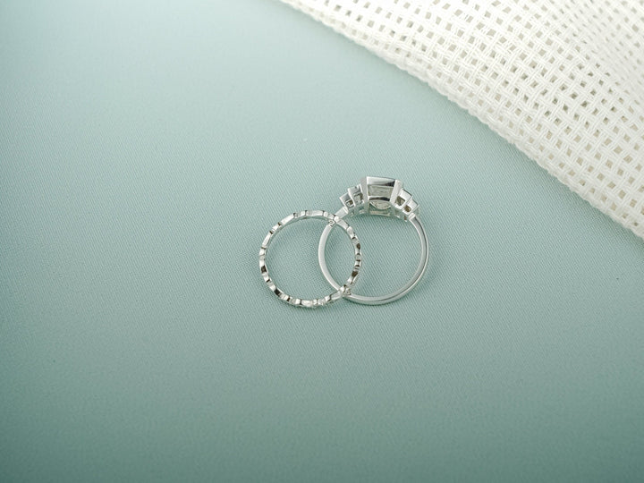 Round lab grown diamond band worn on hand