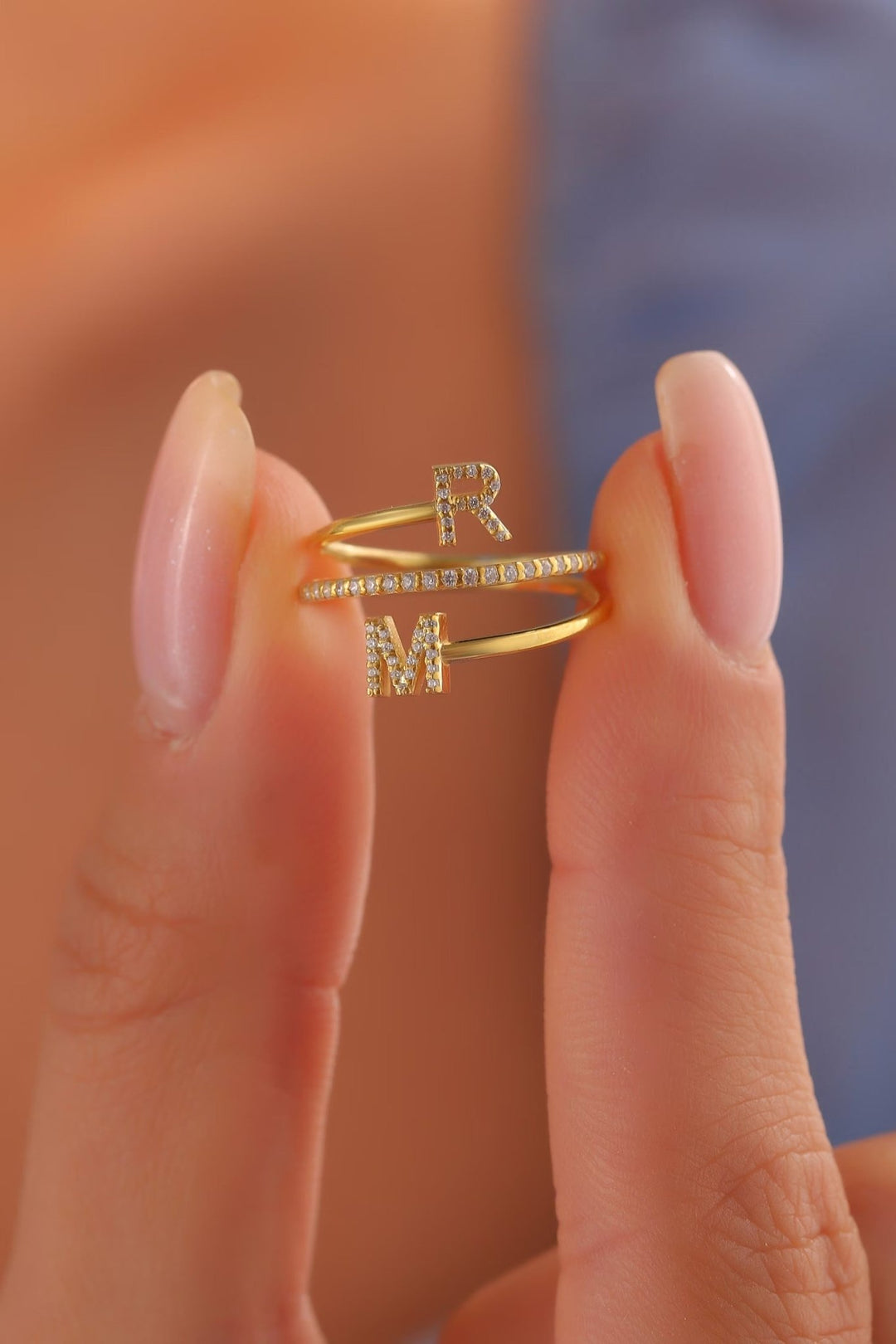 Round Cut Diamond Double Letter Band for Christmas Gift for Wife - Doozy Diamonds