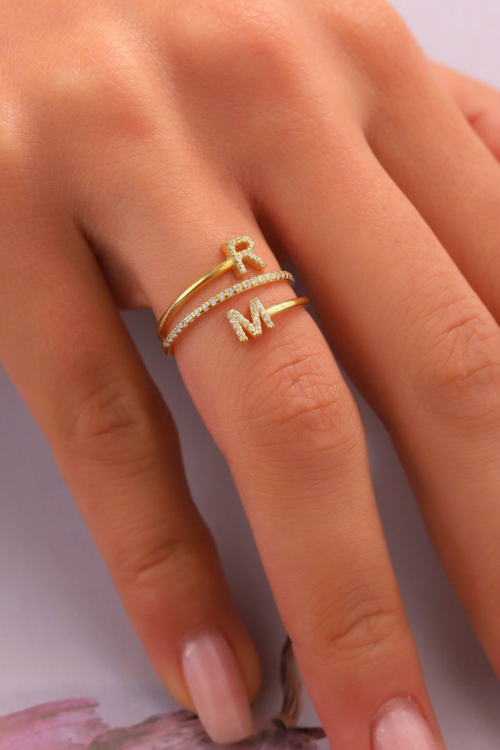 Round Cut Diamond Double Letter Band for Christmas Gift for Wife - Doozy Diamonds
