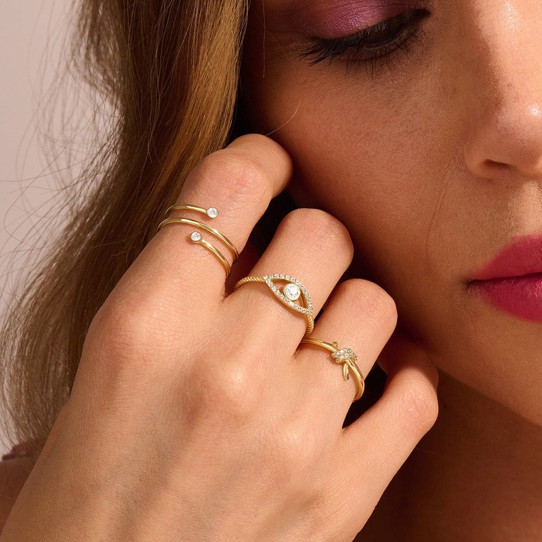 Adjustable Open lab grown diamonds Ring in Solid Yellow Gold - Doozy Diamonds