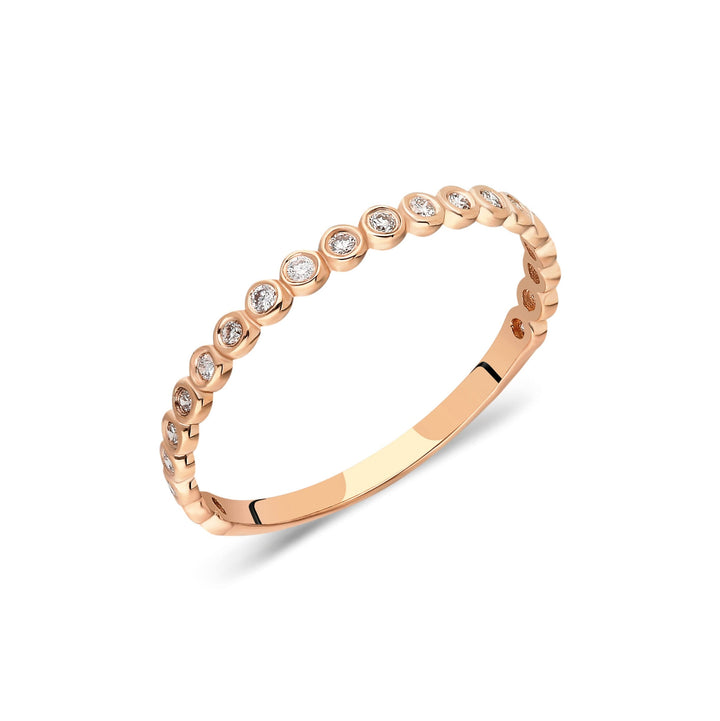 Round Bezel Set lab grown diamonds Wedding Band in Gold - Doozy Diamonds