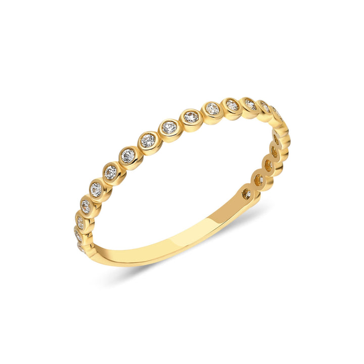 Round Bezel Set lab grown diamonds Wedding Band in Gold - Doozy Diamonds