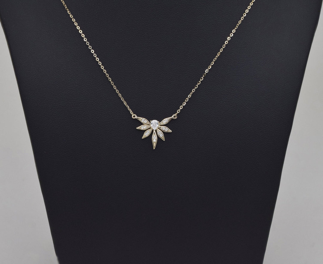 Round & Pear Cut Diamond Leaf Necklace for Everyday Jewelry - Doozy Diamonds
