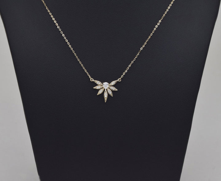 Round & Pear Cut Diamond Leaf Necklace for Everyday Jewelry - Doozy Diamonds