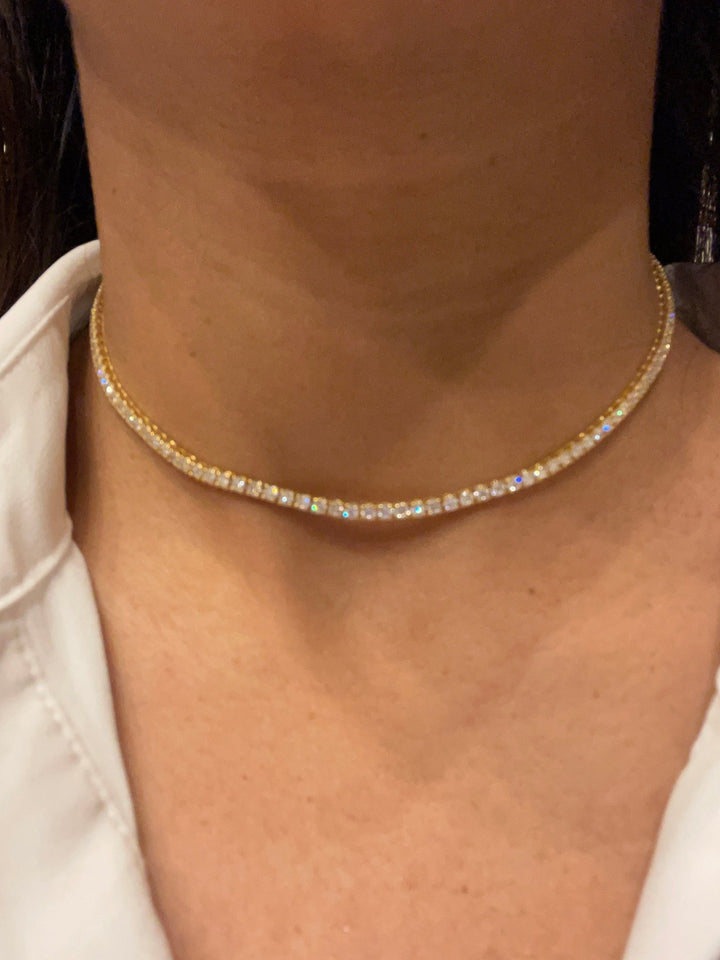 Round Cut Diamond Choker Tennis Necklace Gift for Her - Doozy Diamonds