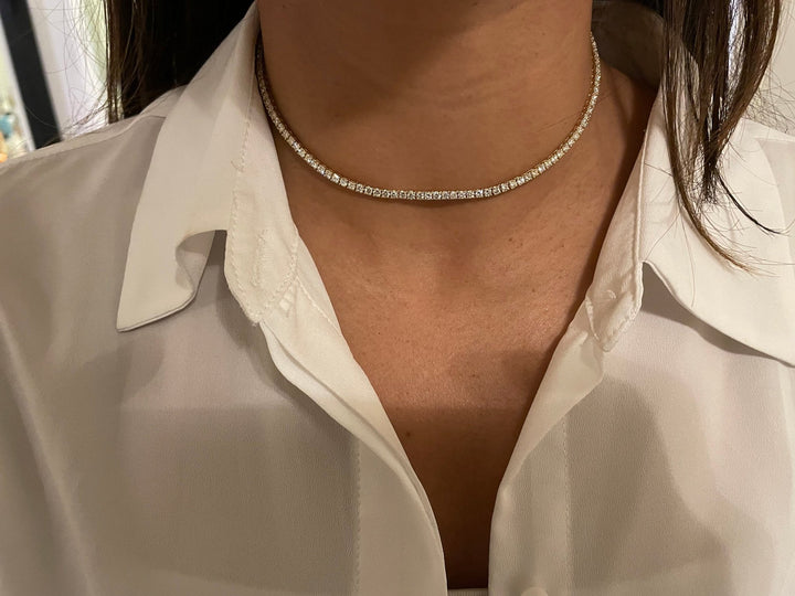 Round Cut Diamond Choker Tennis Necklace Gift for Her - Doozy Diamonds