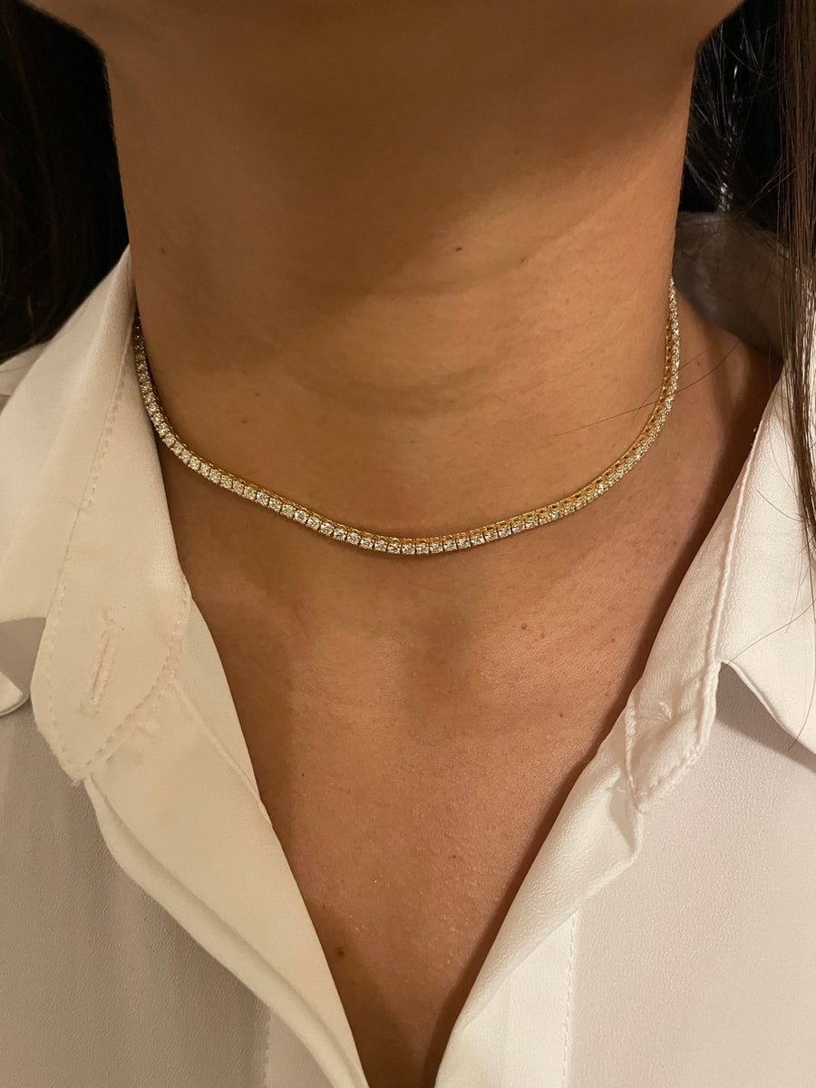 Round Cut Diamond Choker Tennis Necklace Gift for Her - Doozy Diamonds