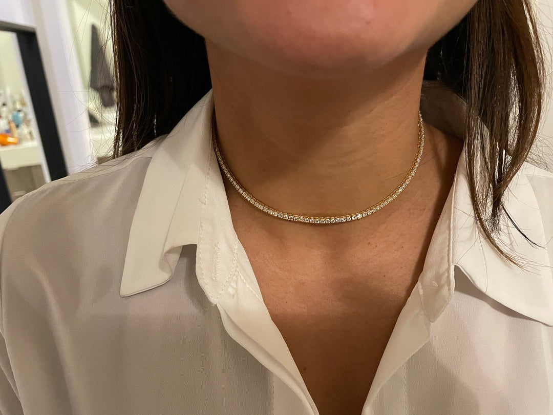 Round Cut Diamond Choker Tennis Necklace Gift for Her - Doozy Diamonds