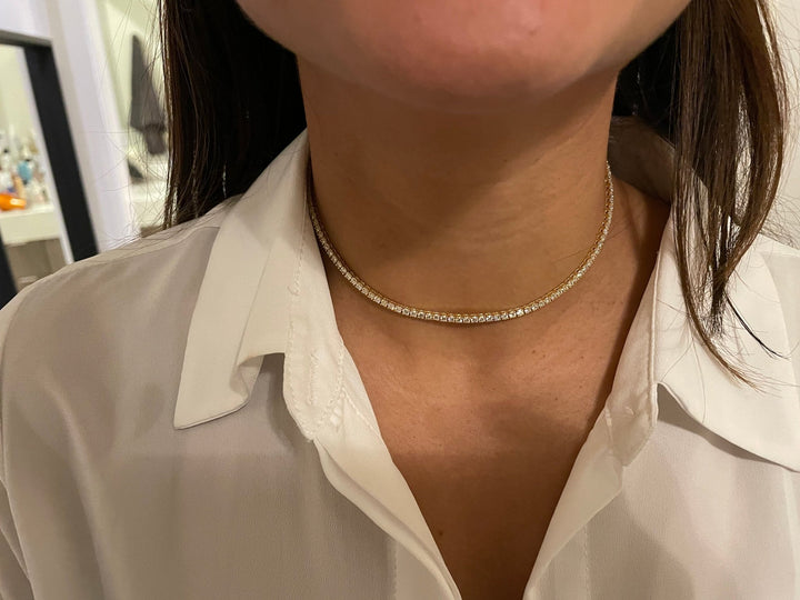 Round Cut Diamond Choker Tennis Necklace Gift for Her - Doozy Diamonds