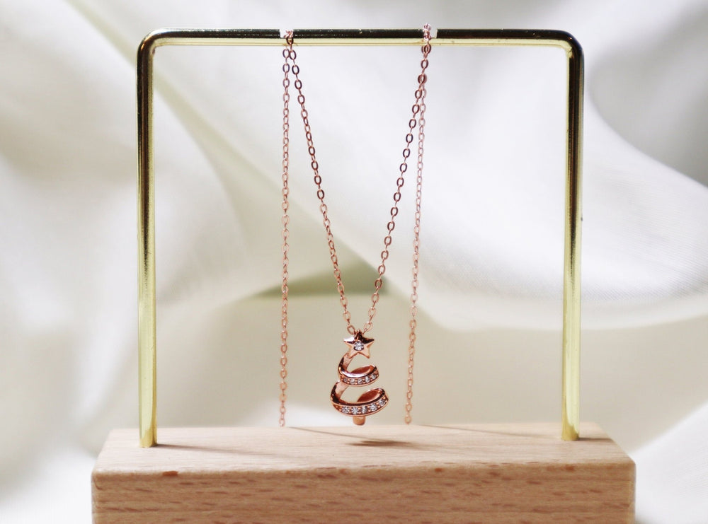 Round Cut Diamond Christmas Tree Necklace for Jewelry Gift - Doozy Diamonds