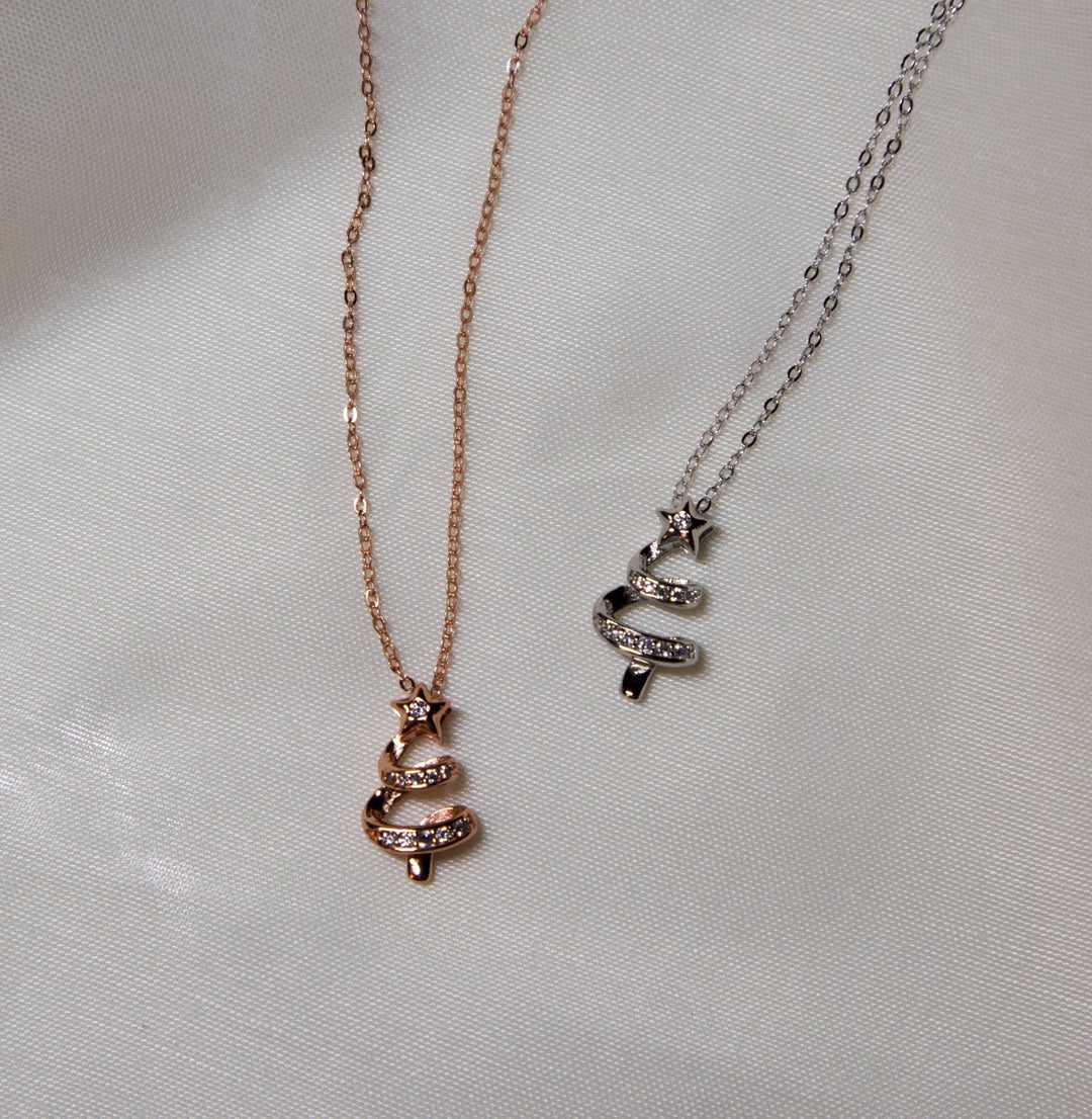 Round Cut Diamond Christmas Tree Necklace for Jewelry Gift - Doozy Diamonds