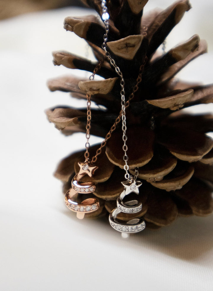 Round Cut Diamond Christmas Tree Necklace for Jewelry Gift - Doozy Diamonds