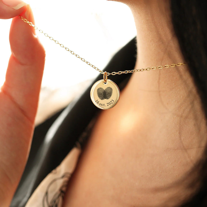 Couple's Fingerprint Gold Necklace for Her - Doozy Diamonds