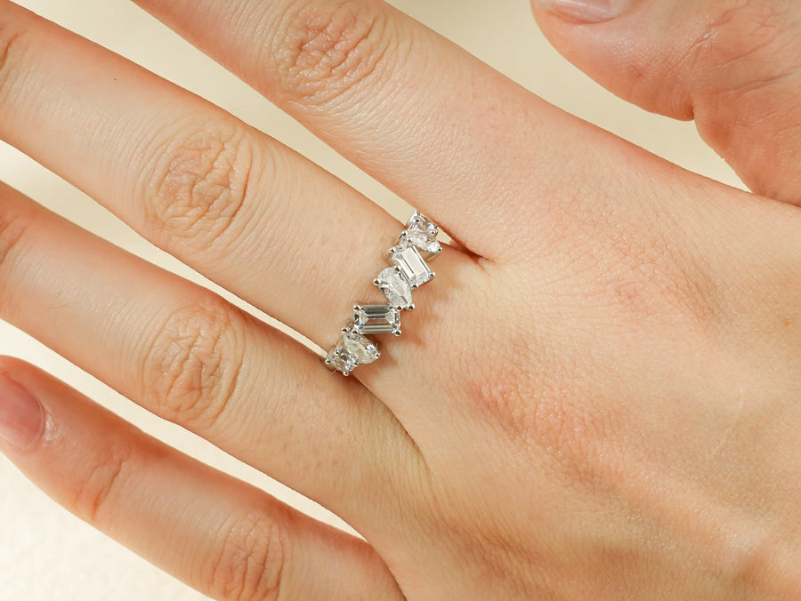 Multi Stone multi stone diamond wedding band front view