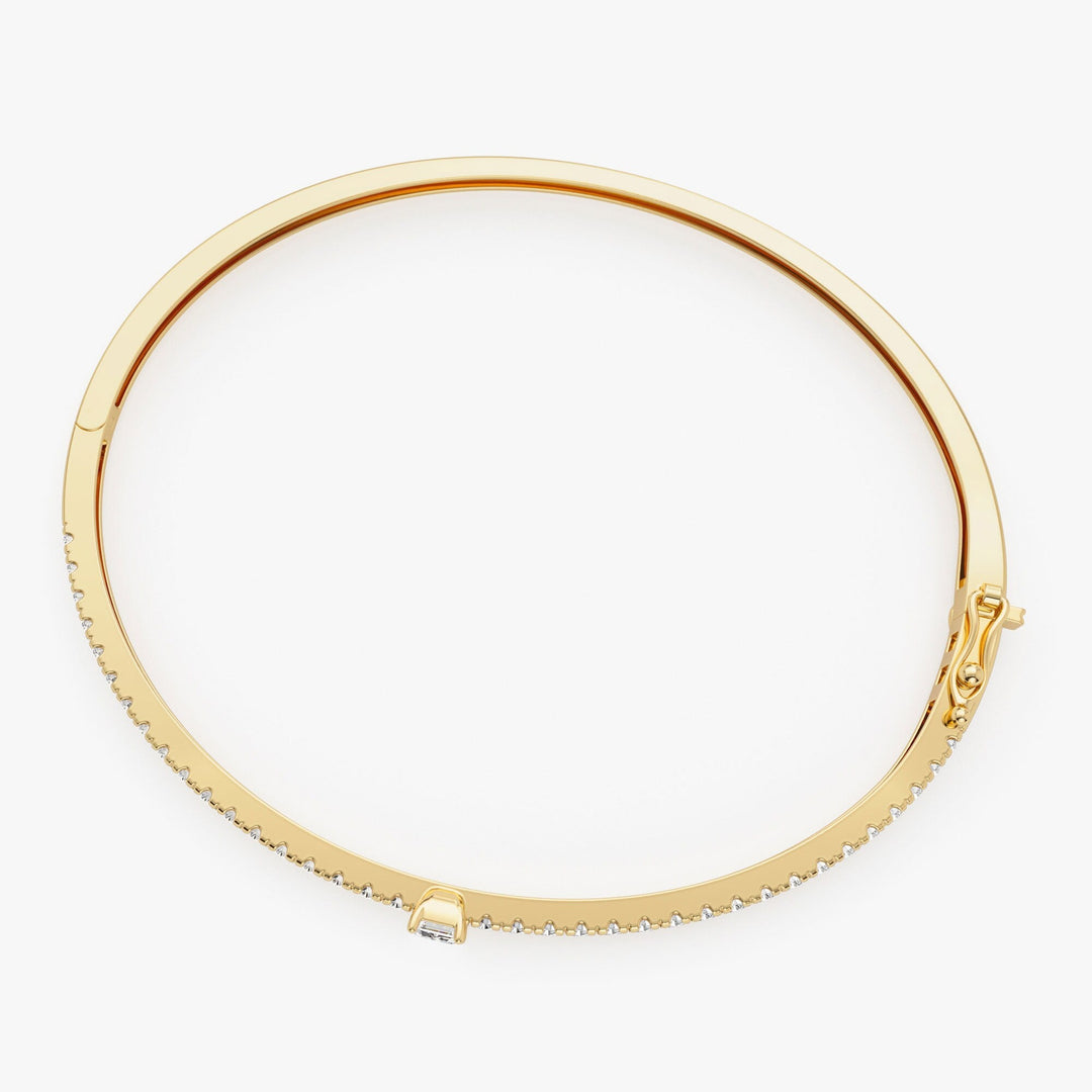 Emerald Shape Diamond Bracelet Bangle for Women - Doozy Diamonds