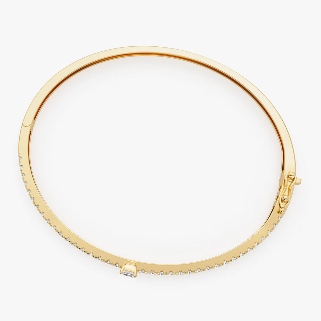 Emerald Shape Diamond and Gold Bracelet Bangle for Women - Doozy Diamonds