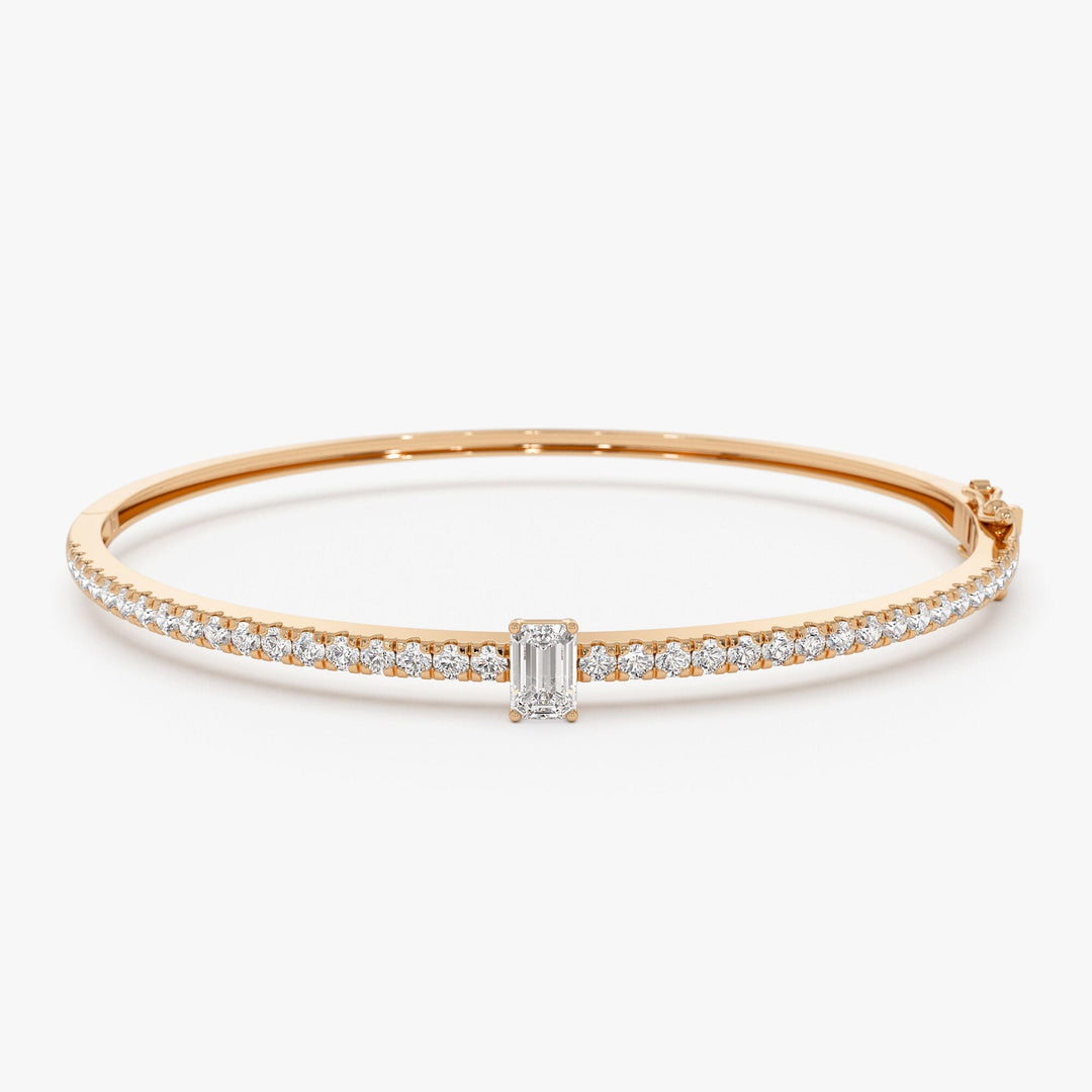 Emerald Shape Diamond Bracelet Bangle for Women - Doozy Diamonds