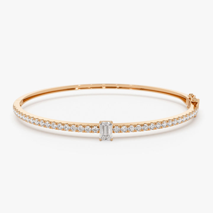 Emerald Shape Diamond Bracelet Bangle for Women - Doozy Diamonds
