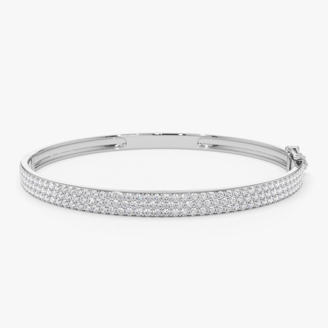 Statement Triple Row Diamond Bangle Bracelet for Women - Doozy Diamonds