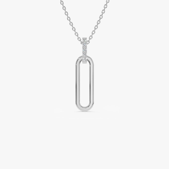 Round Cut Diamond 14k Gold Paper Clip Link Pendant for Her - Doozy Diamonds