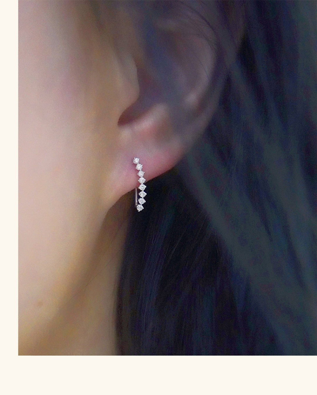 Round Cut Diamond Ear Climber Earrings for Daily Wear - Doozy Diamonds