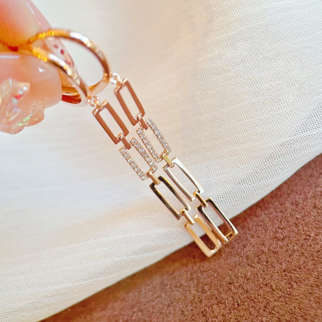Diamond Rectangle Chain Link Threader Earrings for Her - Doozy Diamonds