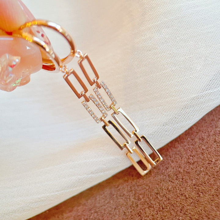 Diamond Rectangle Chain Link Threader Earrings for Her - Doozy Diamonds