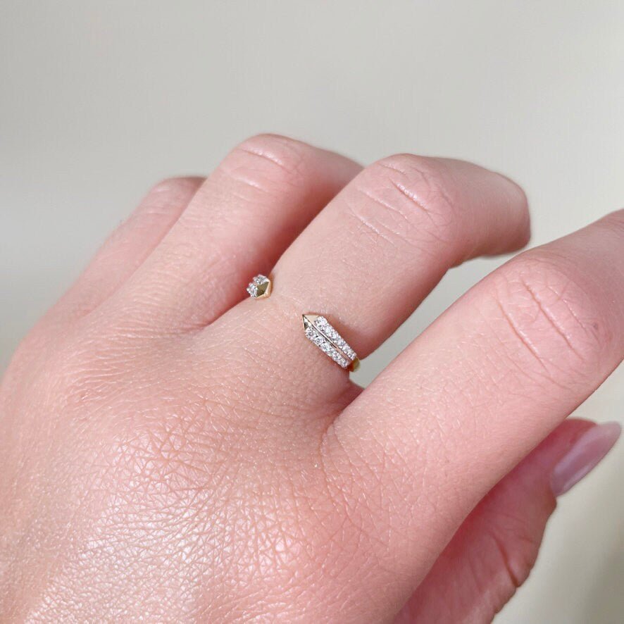 Round Cut Diamond 14k Gold Pave Open Claw Wedding Ring - Doozy Diamonds
