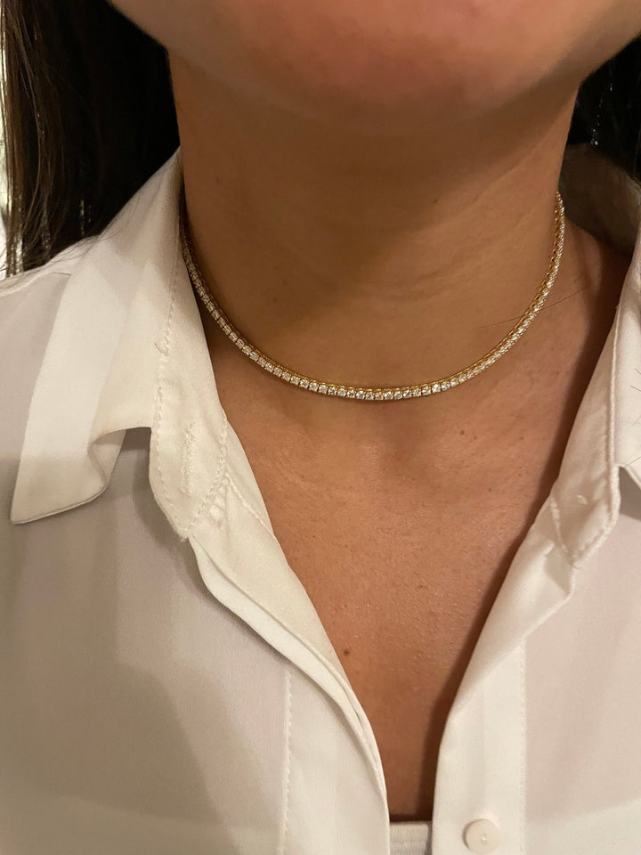 Round Cut Diamond Choker Tennis Necklace Gift for Her - Doozy Diamonds