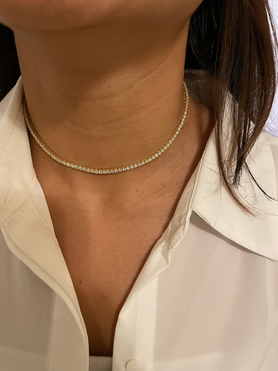 Round Cut Diamond Choker Tennis Necklace Gift for Her - Doozy Diamonds
