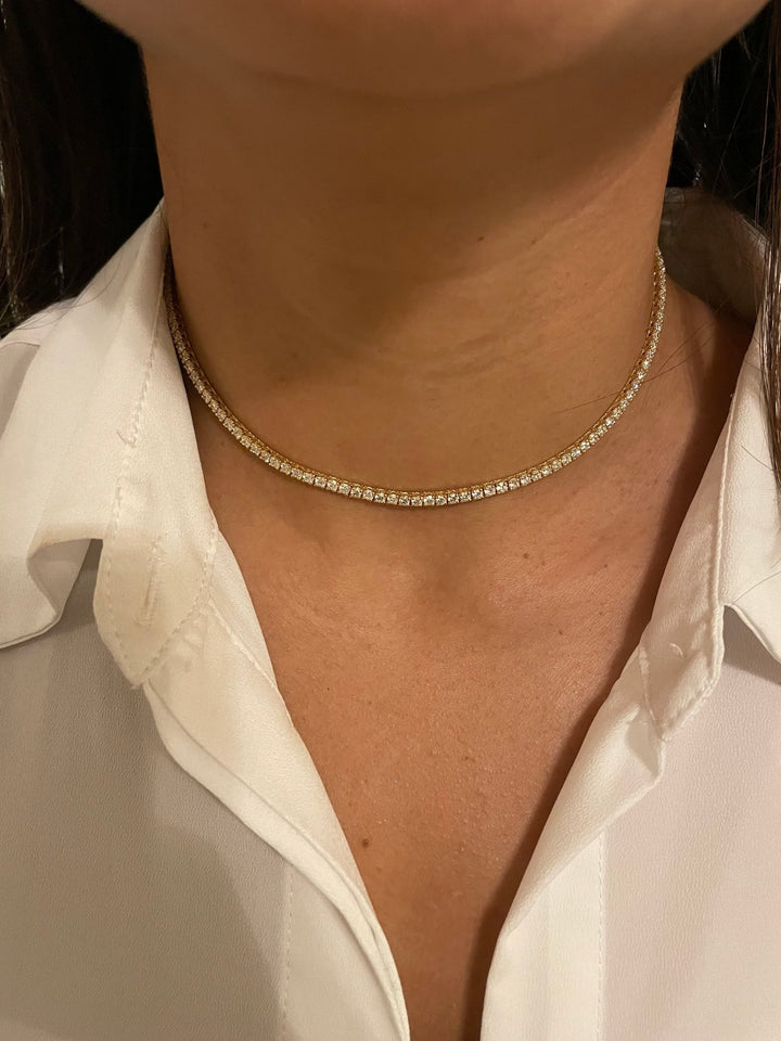 Round Cut Diamond Choker Tennis Necklace Gift for Her - Doozy Diamonds