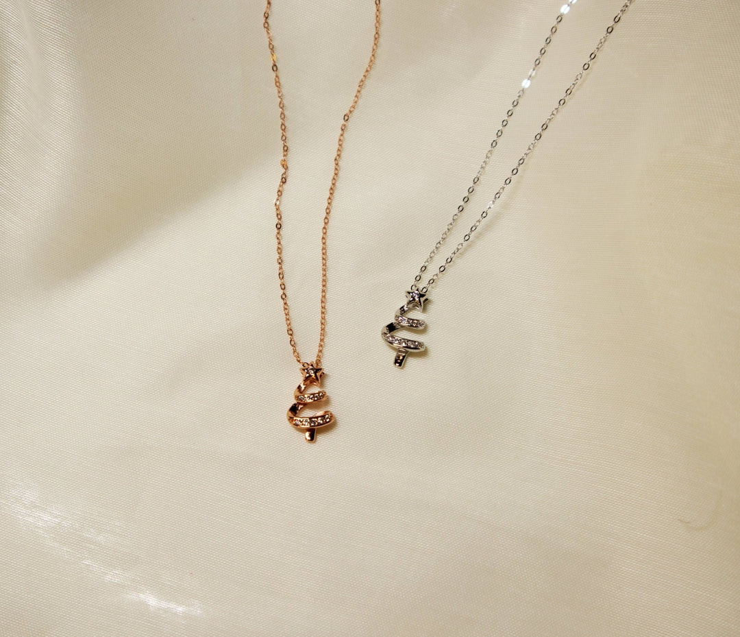 Round Cut Diamond Christmas Tree Necklace for Jewelry Gift - Doozy Diamonds