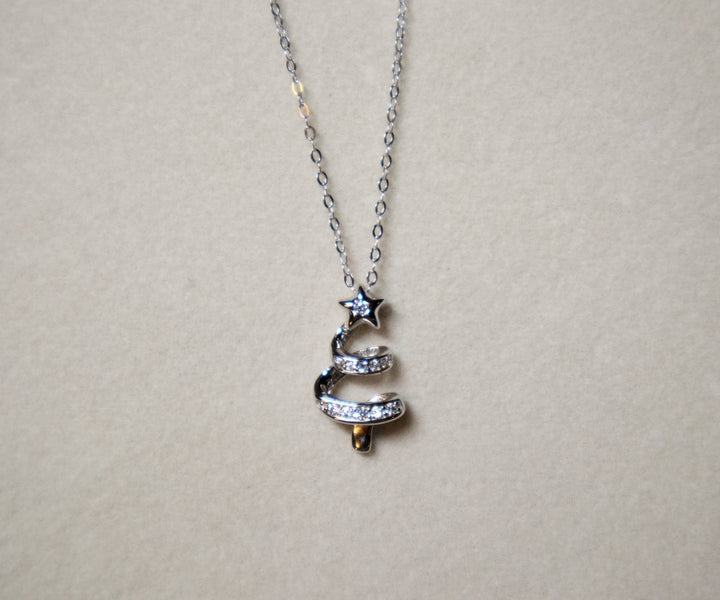 Round Cut Diamond Christmas Tree Necklace for Jewelry Gift - Doozy Diamonds