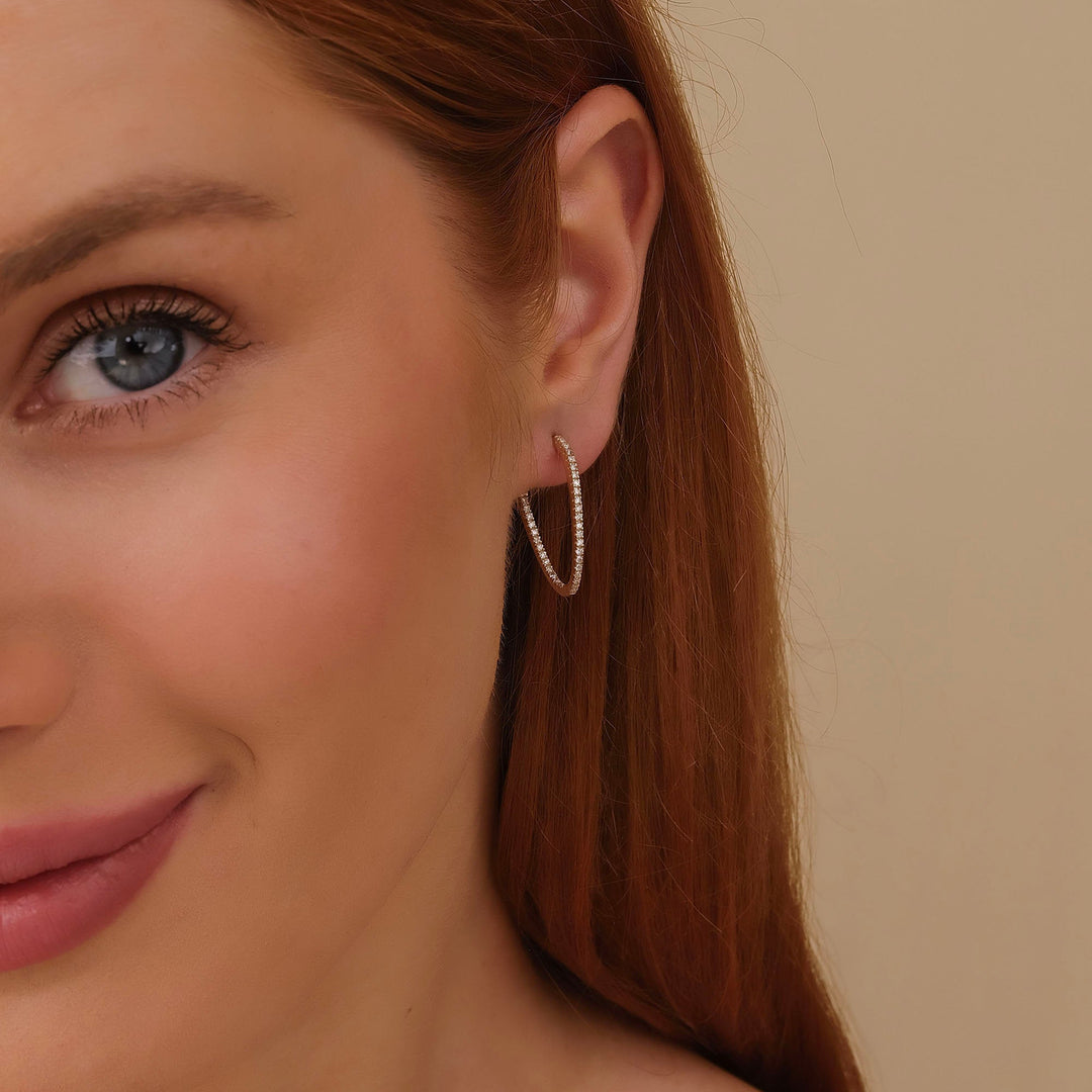 0.29CT Round Delicate Wave lab grown diamonds Hoop Earring For Her - Doozy Diamonds